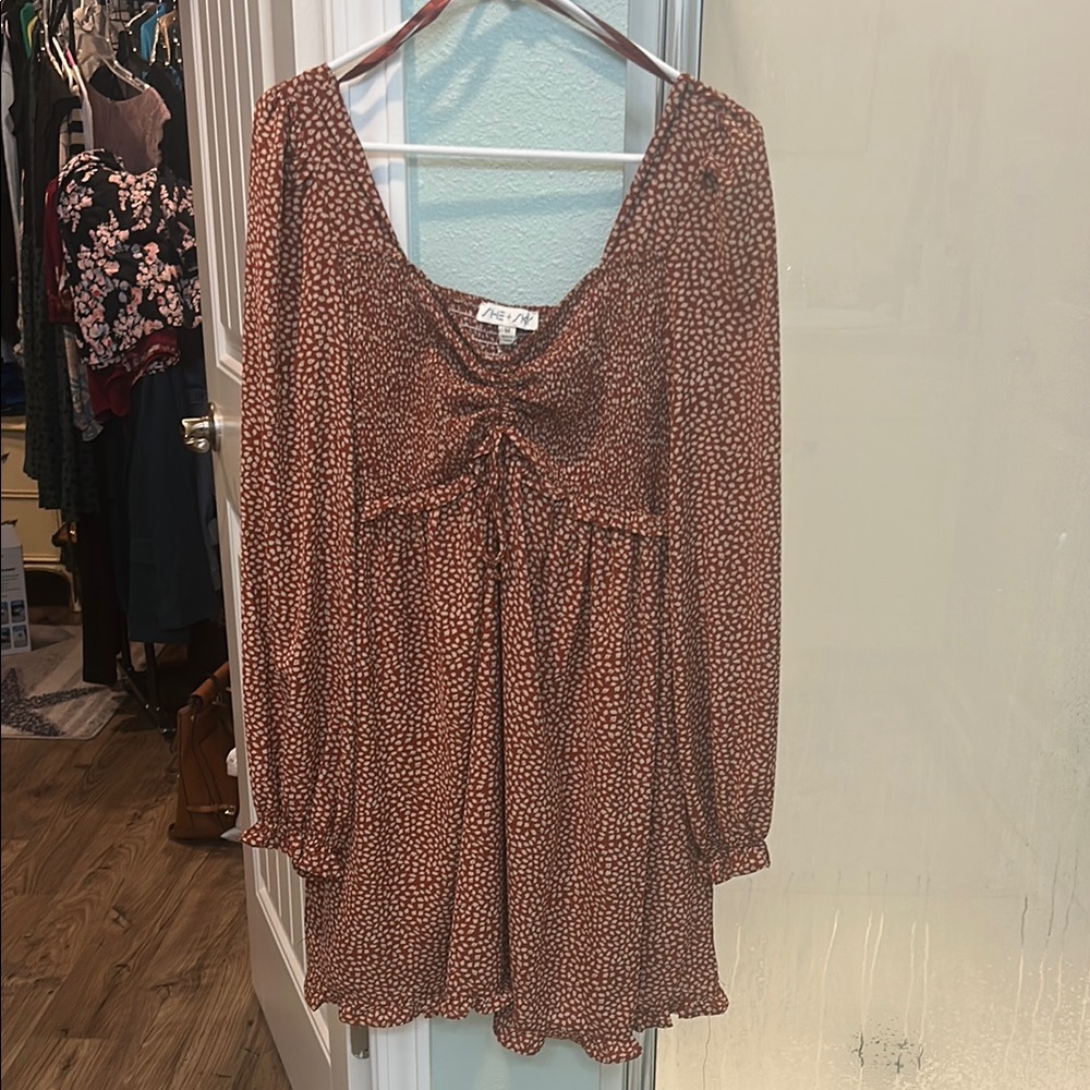 She + Sky Terracotta Patterned Dress